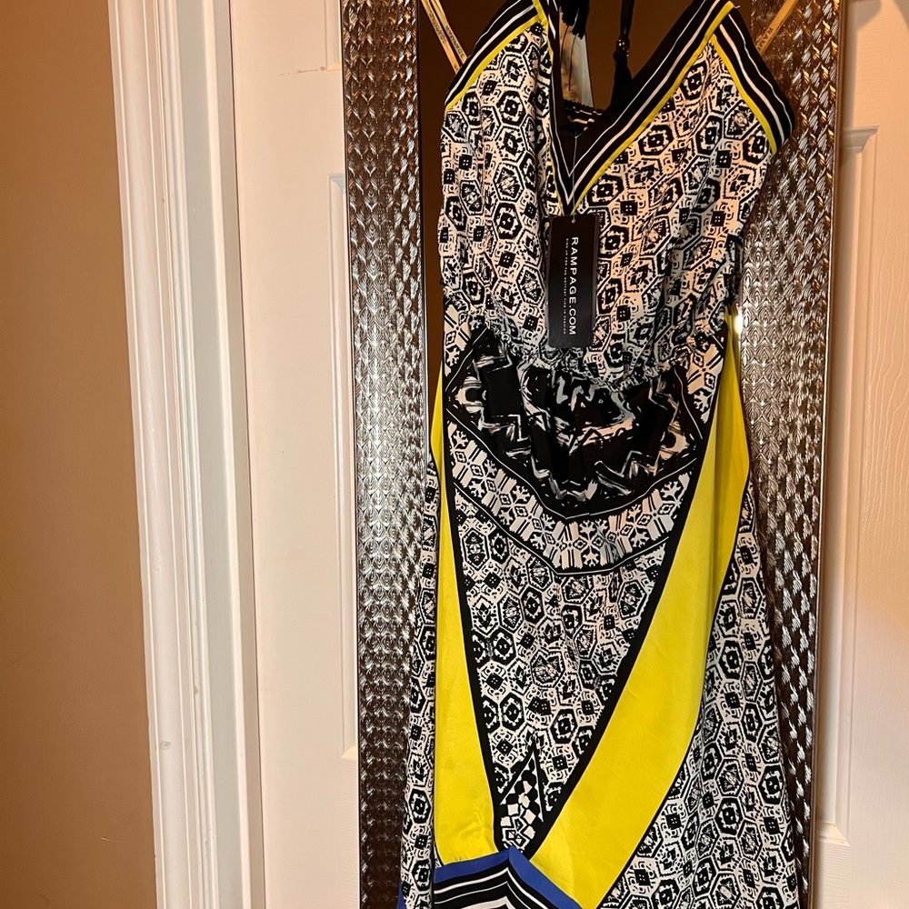 Rampage Black and White Halter Maxi Dress